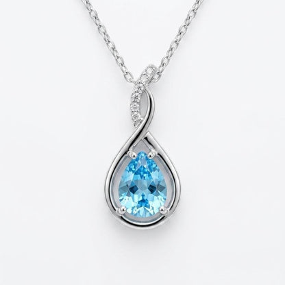 Aquamarine Infinity Necklace -March Birthstone Pendant - Gift For Her