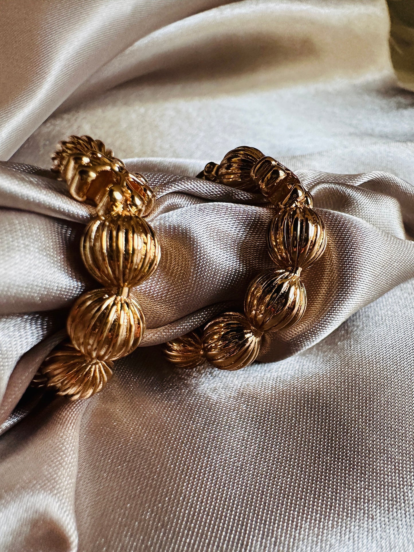 Claudine Gold Hoop Earrings: Beaded Design