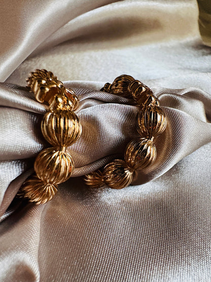 Claudine Gold Hoop Earrings: Beaded Design