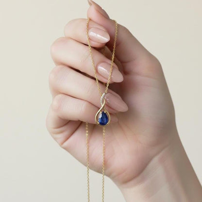 Gold Vermeil Sapphire Infinity Necklace -September Birthstone Pendant-925 Sterling Silver