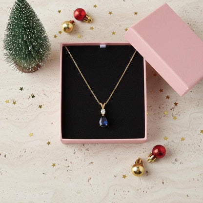 Gold Vermeil Sapphire Necklace - September Birthstone Pendant - Minimalist Jewelry -