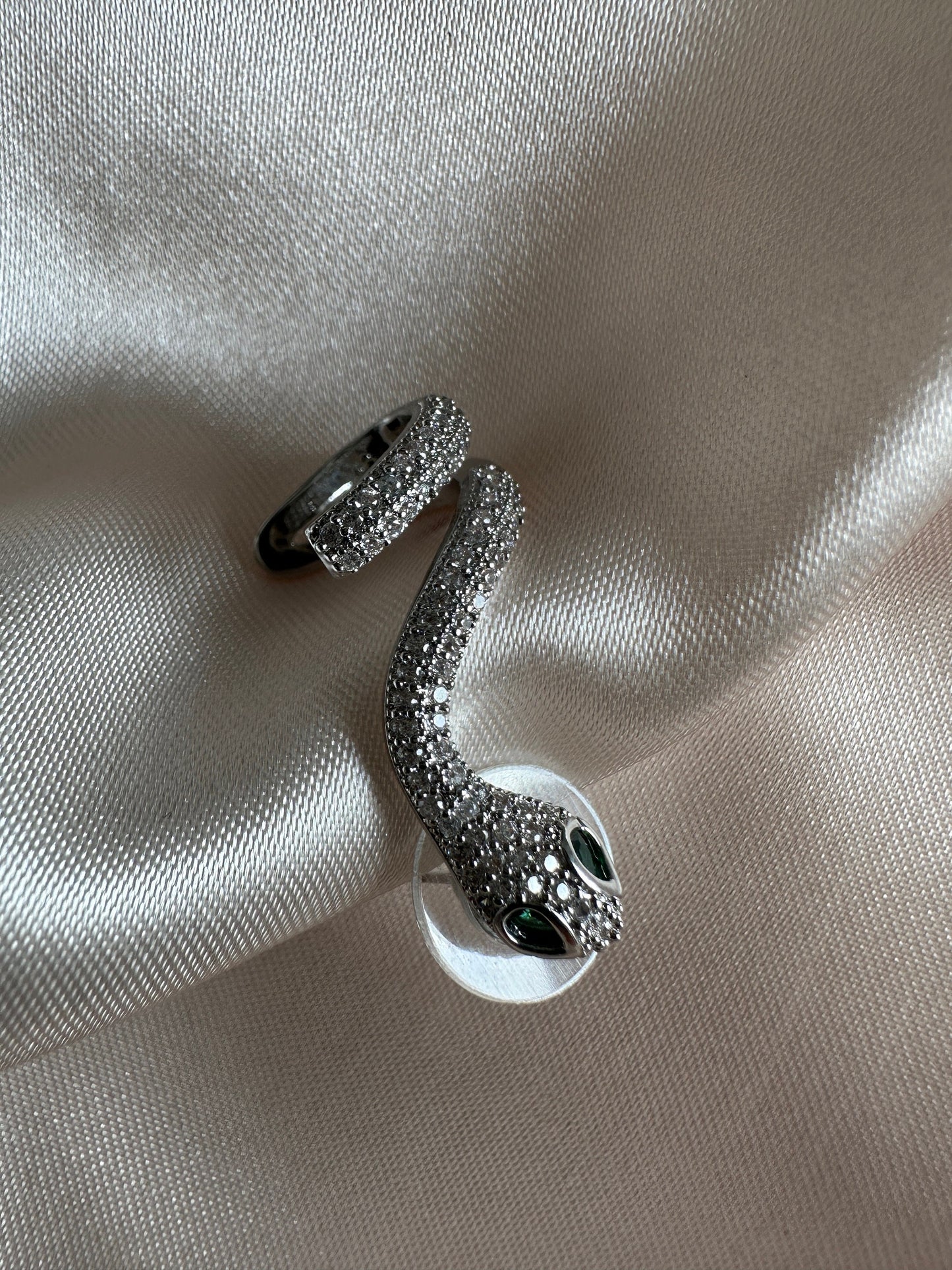Silver Snake Stud Earring: Brass Serpent Single Earring