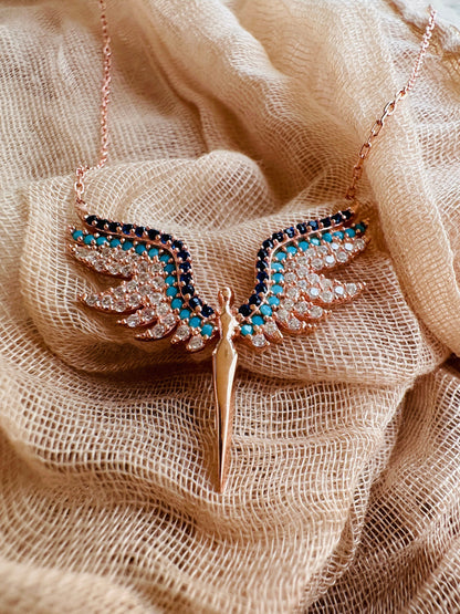 Rose Gold Vermeil Archangel Wings Necklace - Gift For Her