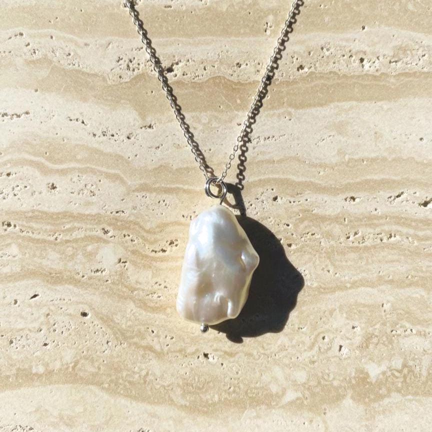 Handcrafted Sterling Silver Baroque Pearl Necklace & Earrings Set