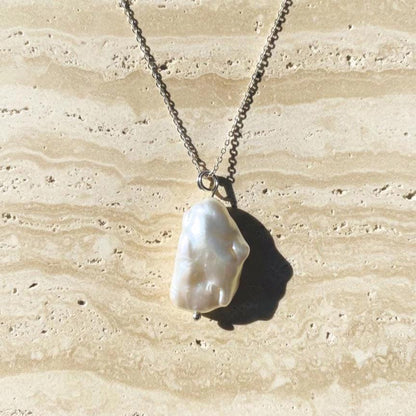 Handcrafted Sterling Silver Baroque Pearl Necklace & Earrings Set