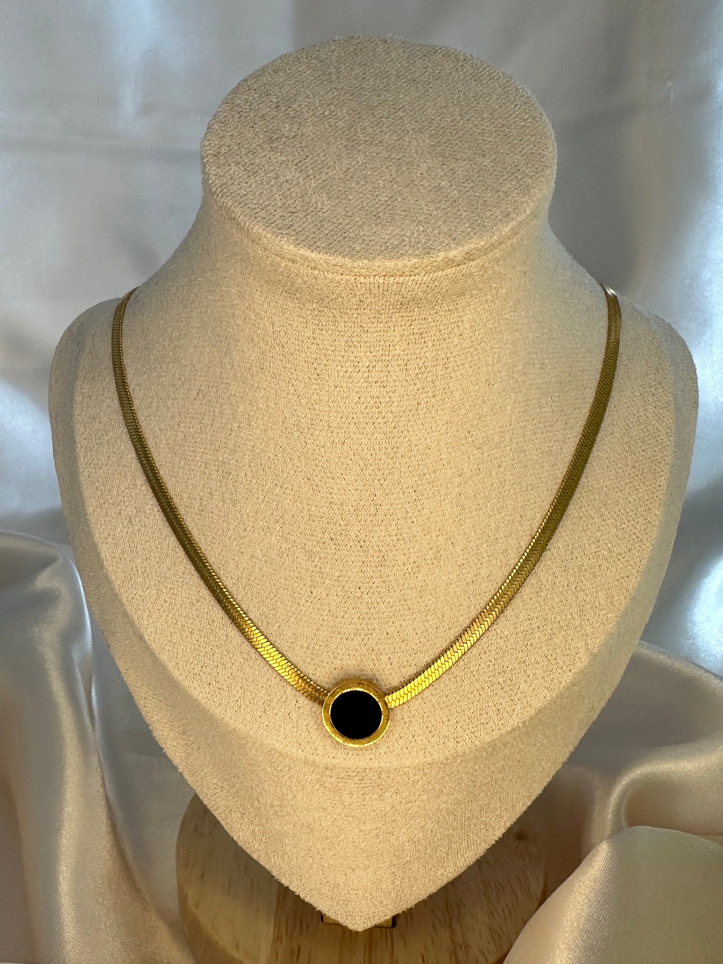 Gold Herringbone Necklace-Dainty Gold Charm Unique