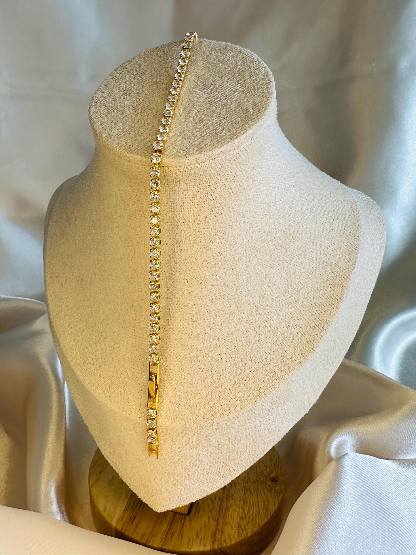 Dainty Gold Zircon Tennis Bracelet - 18Ct PVD Gold