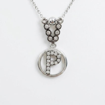 Sterling Silver P Letter Necklace - Custom Zircon Initial Jewelry for Her