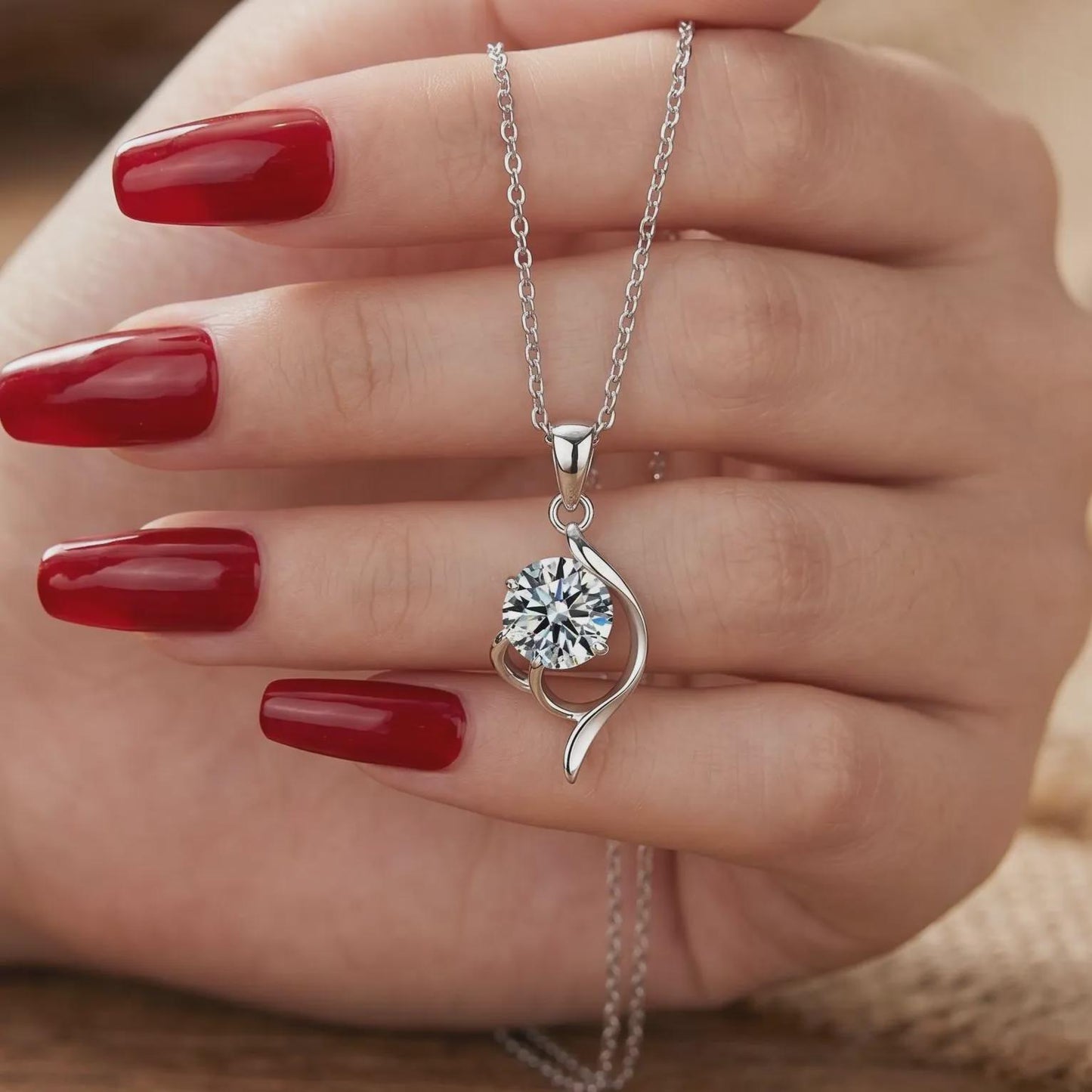 Dainty Floral Necklace Set in Sterling Silver - April Birthstone -Gift For Her