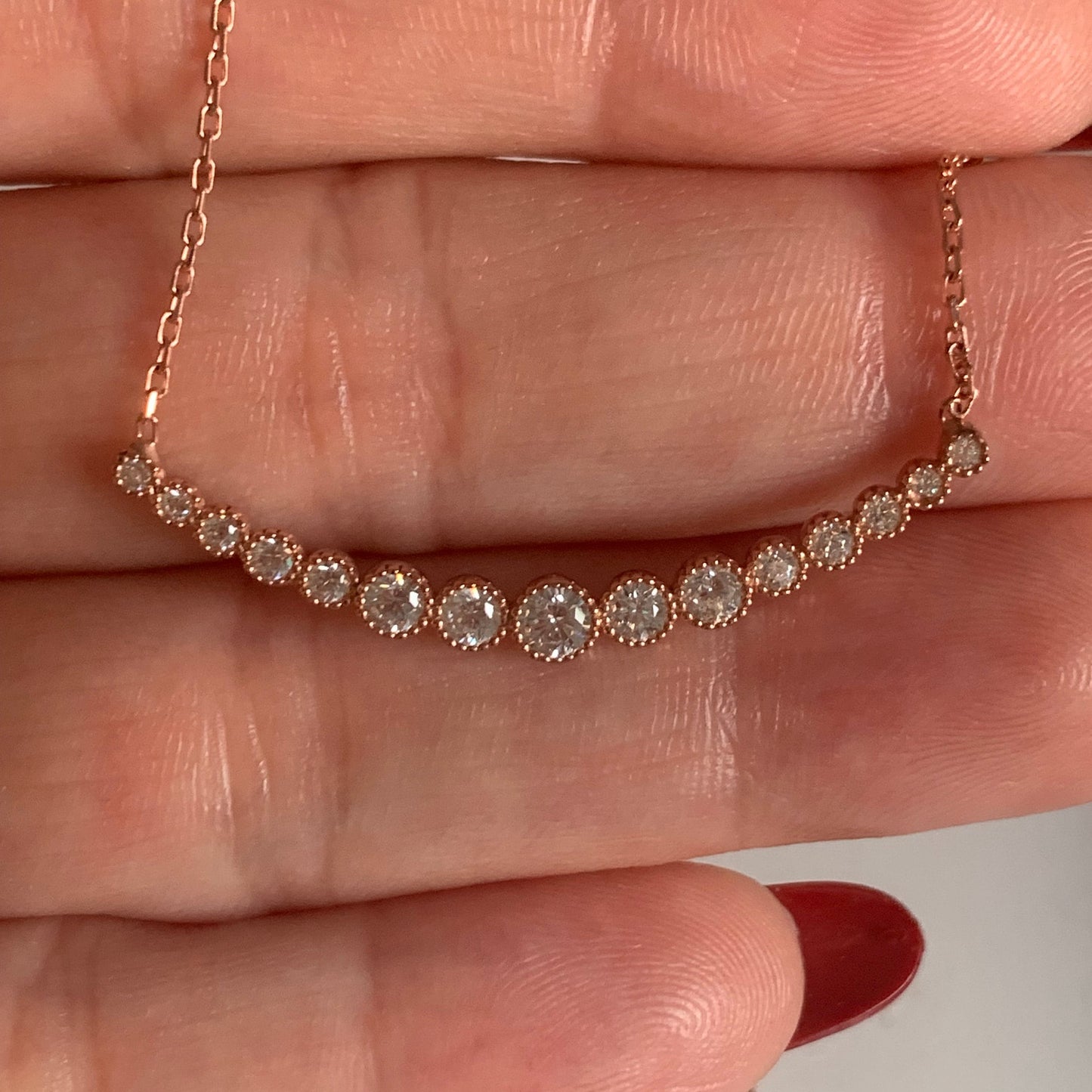 Rose Gold Waterway Necklace - Sterling Silver Zircon Pendant - Gift For Her