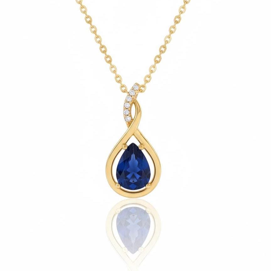 Gold Vermeil Sapphire Infinity Necklace -September Birthstone Pendant-925 Sterling Silver