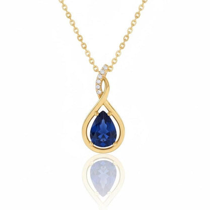 Gold Vermeil Sapphire Infinity Necklace -September Birthstone Pendant-925 Sterling Silver