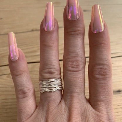 Handmade Chunky Sterling Silver Boho Ring - Adjustable Size 6-8