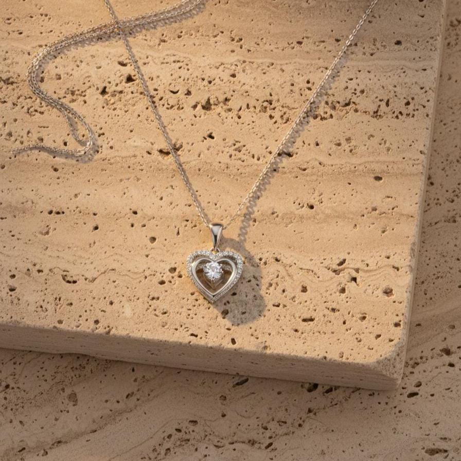 Dainty Sterling Silver Heart Necklace - Open Heart Pendant Jewelry