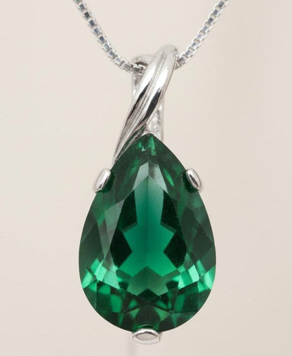 Dainty Emerald Necklace - May Birthstone Pendant