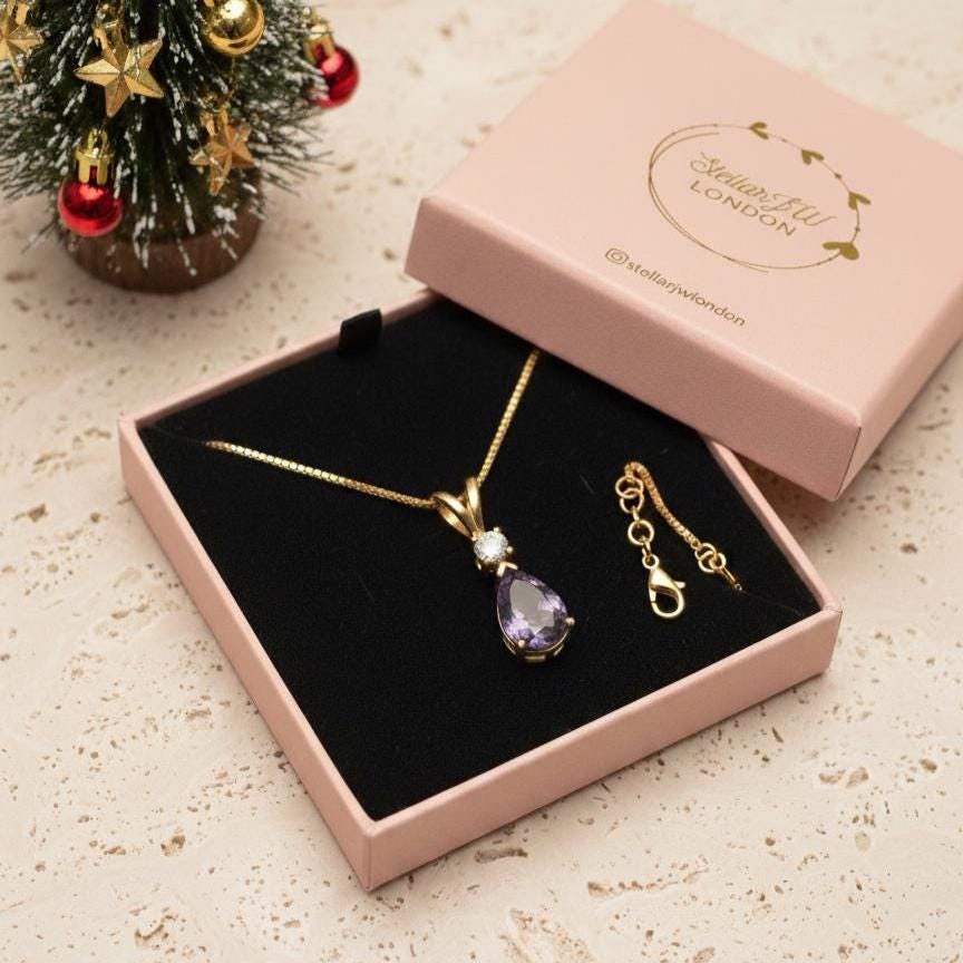 Gold Vermeil Amethyst Necklace - February Birthstone Pendant - Minimalist Jewelry