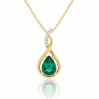 Gold Vermeil Emerald  Infinity Necklace -May Birthstone Pendant - 925 Sterling Silver-Valentine Gift for Her