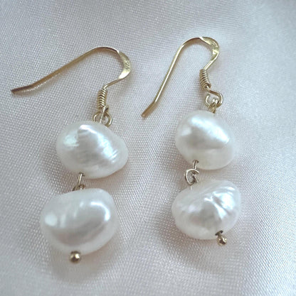 Gold Vermeil White Pearl Dangle Earrings - Elegant Jewelry Gift