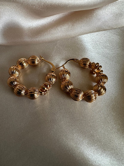 Claudine Gold Hoop Earrings: Beaded Design