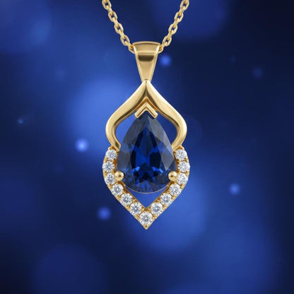 Royal Blue Gold Vermeil Sapphire Pendant -September Birthstone Necklace