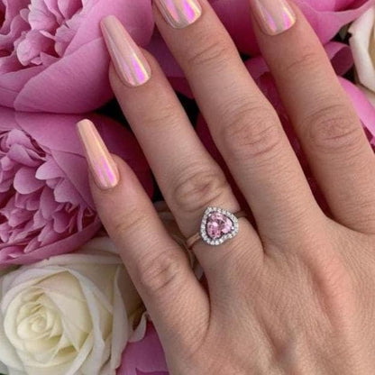 Sterling Silver Heart Ring with Pink Tourmaline - Birthstone Jewelry