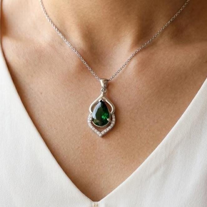 Personalized May Birthstone Emerald Necklace -