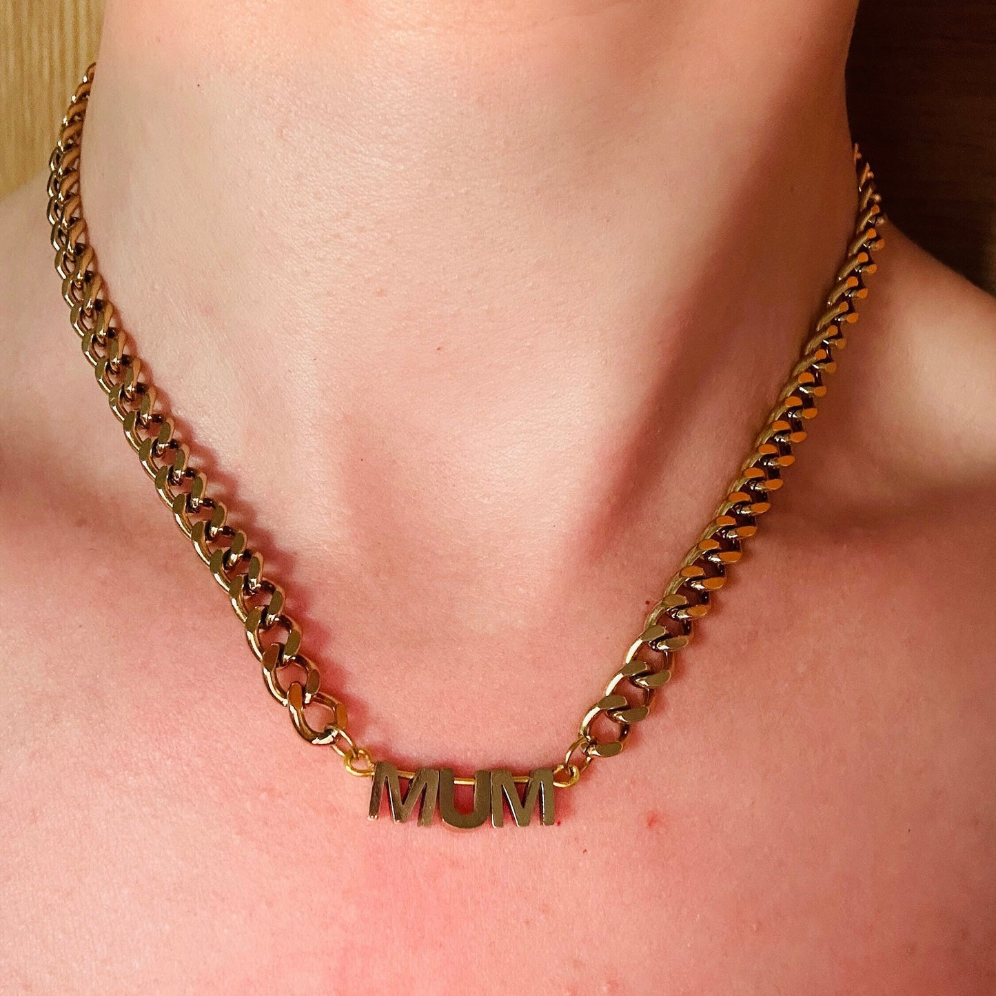 Personalized Gold Initial Necklace - Curb Chain
