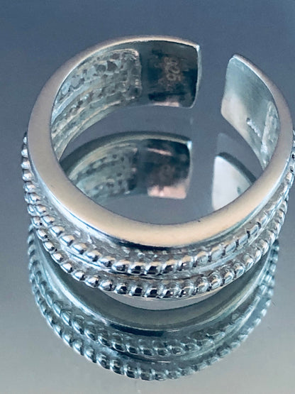 Chunky Sterling Silver Adjustable Ring – Boho Stacking Band