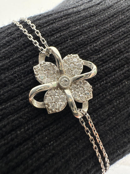 Sterling Silver Clover Bracelet -