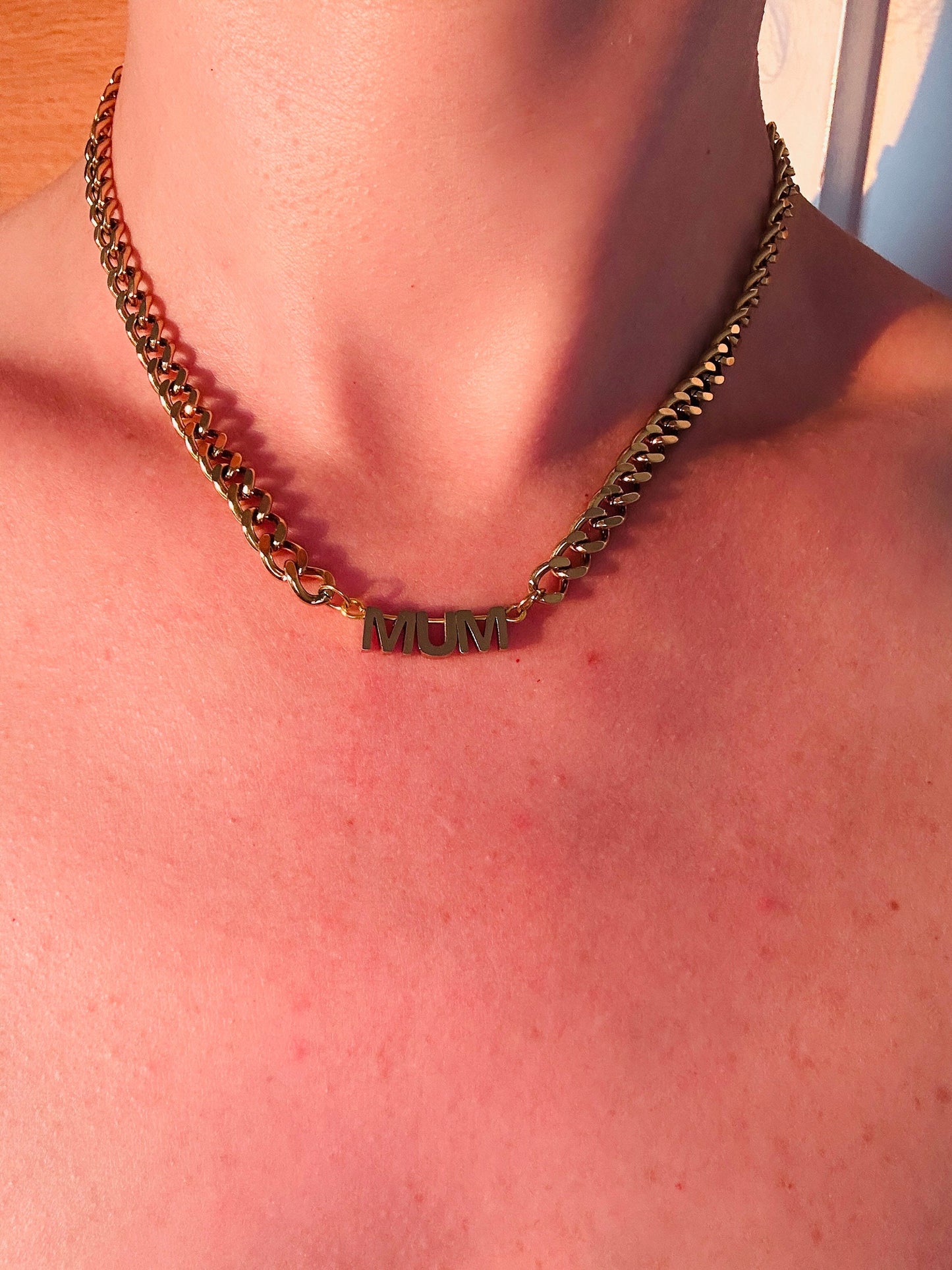 Personalized Gold Initial Necklace - Curb Chain