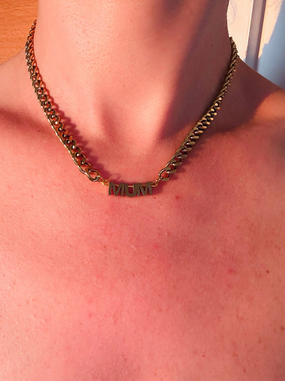 Personalized Gold Initial Necklace - Curb Chain