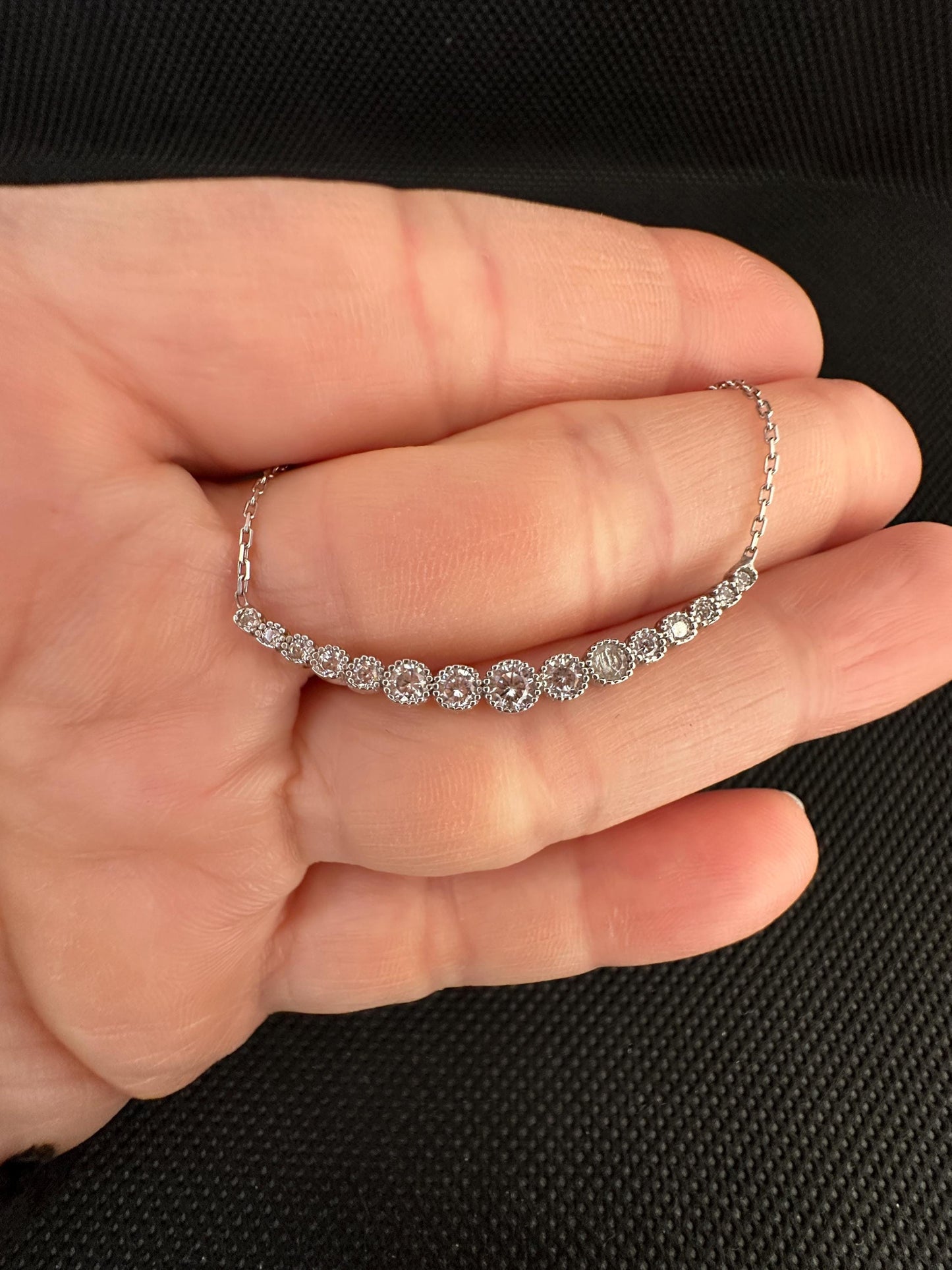Dainty Zircon Sterling Silver Necklace - Waterway Pendant -Gift For Her