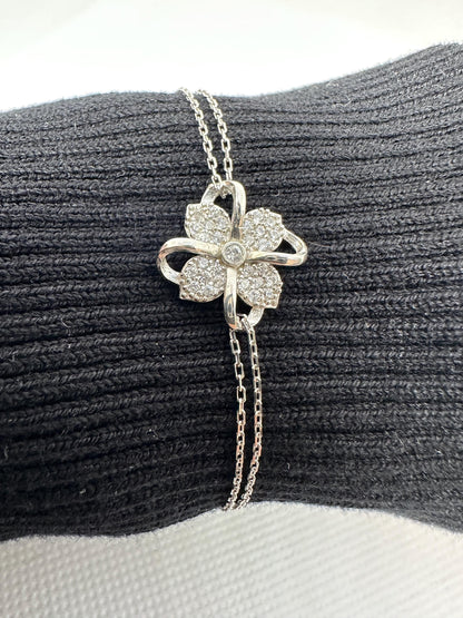 Sterling Silver Clover Bracelet -