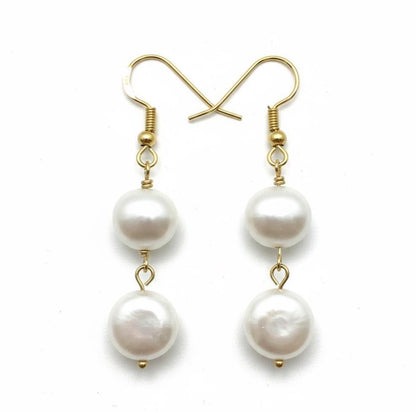 Gold Vermeil White Pearl Dangle Earrings - Elegant Jewelry Gift