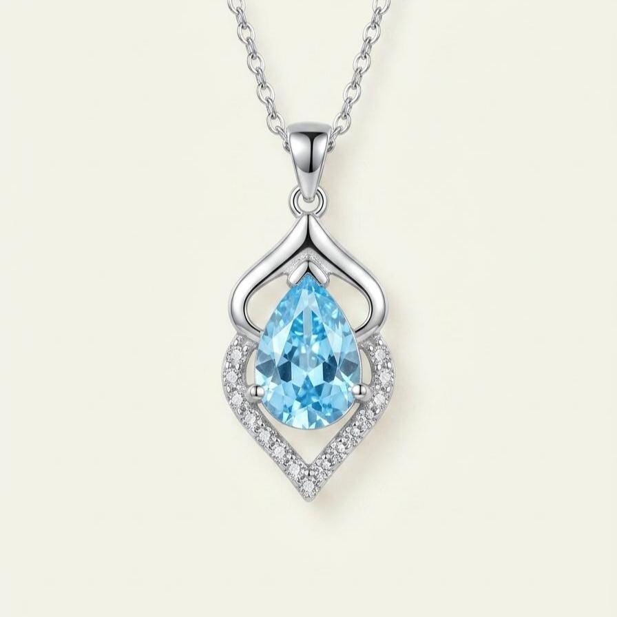 Aquamarine Pendant in Sterling Silver - March Birthstone Necklace -Gift For Her