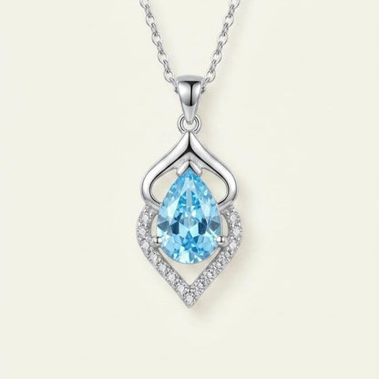 Aquamarine Pendant in Sterling Silver - March Birthstone Necklace -Gift For Her