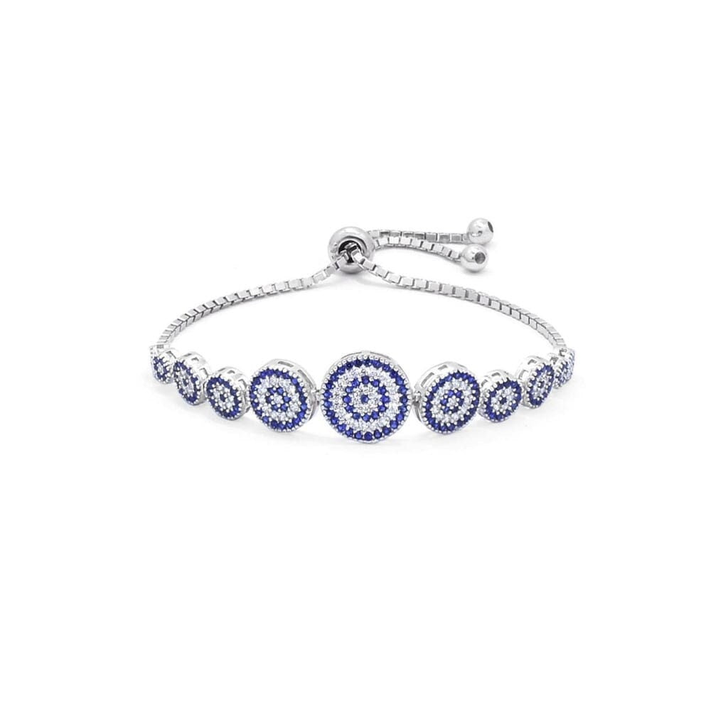 Handmade Evil Eye Bracelet: 925 Sterling Silver Zircon Beaded Charm