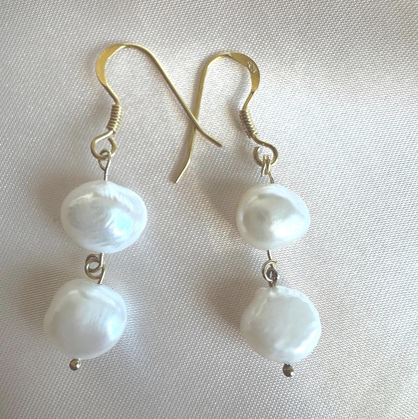 Gold Vermeil White Pearl Dangle Earrings - Elegant Jewelry Gift