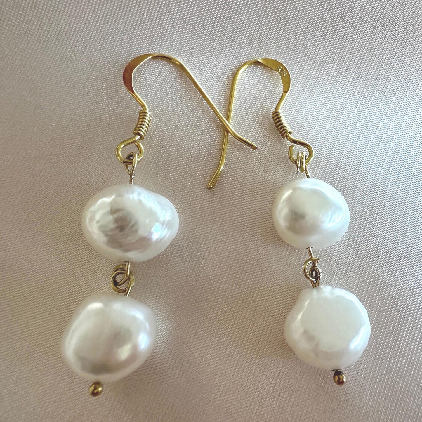 Gold Vermeil White Pearl Dangle Earrings - Elegant Jewelry Gift
