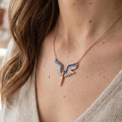 Rose Gold Vermeil Archangel Wings Necklace - Gift For Her