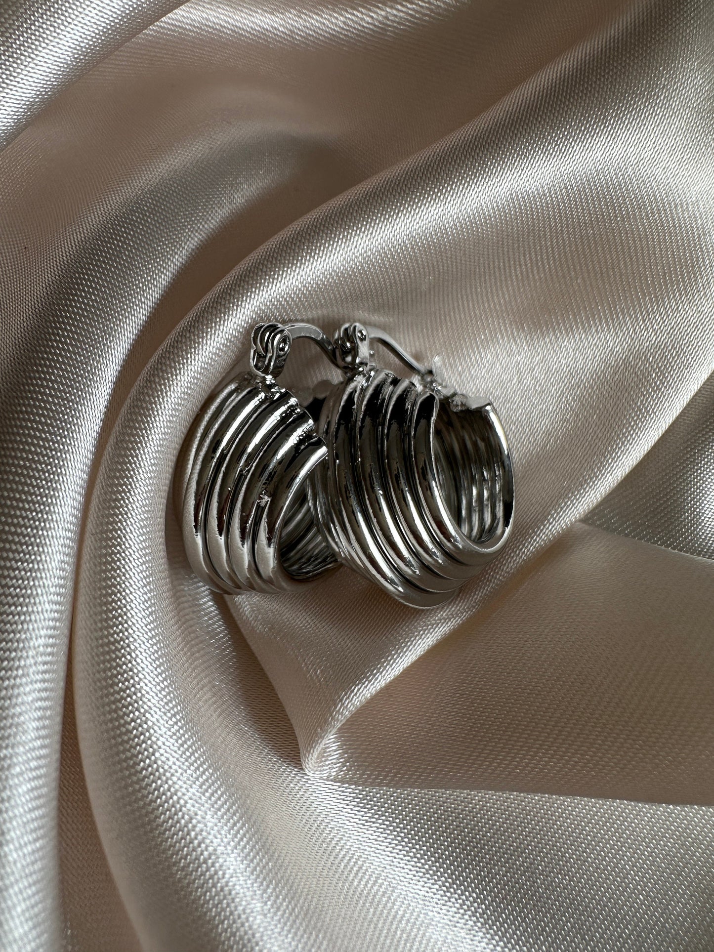 Silver Thick Hoop Earrings: Upcycled Brass, 2.5cm