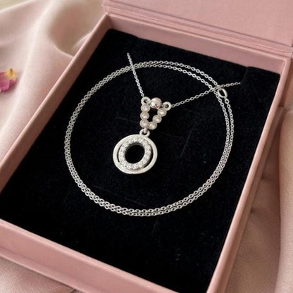 Custom O Initial Necklace in Sterling Silver - Sparkling Zircon Letter Jewelry
