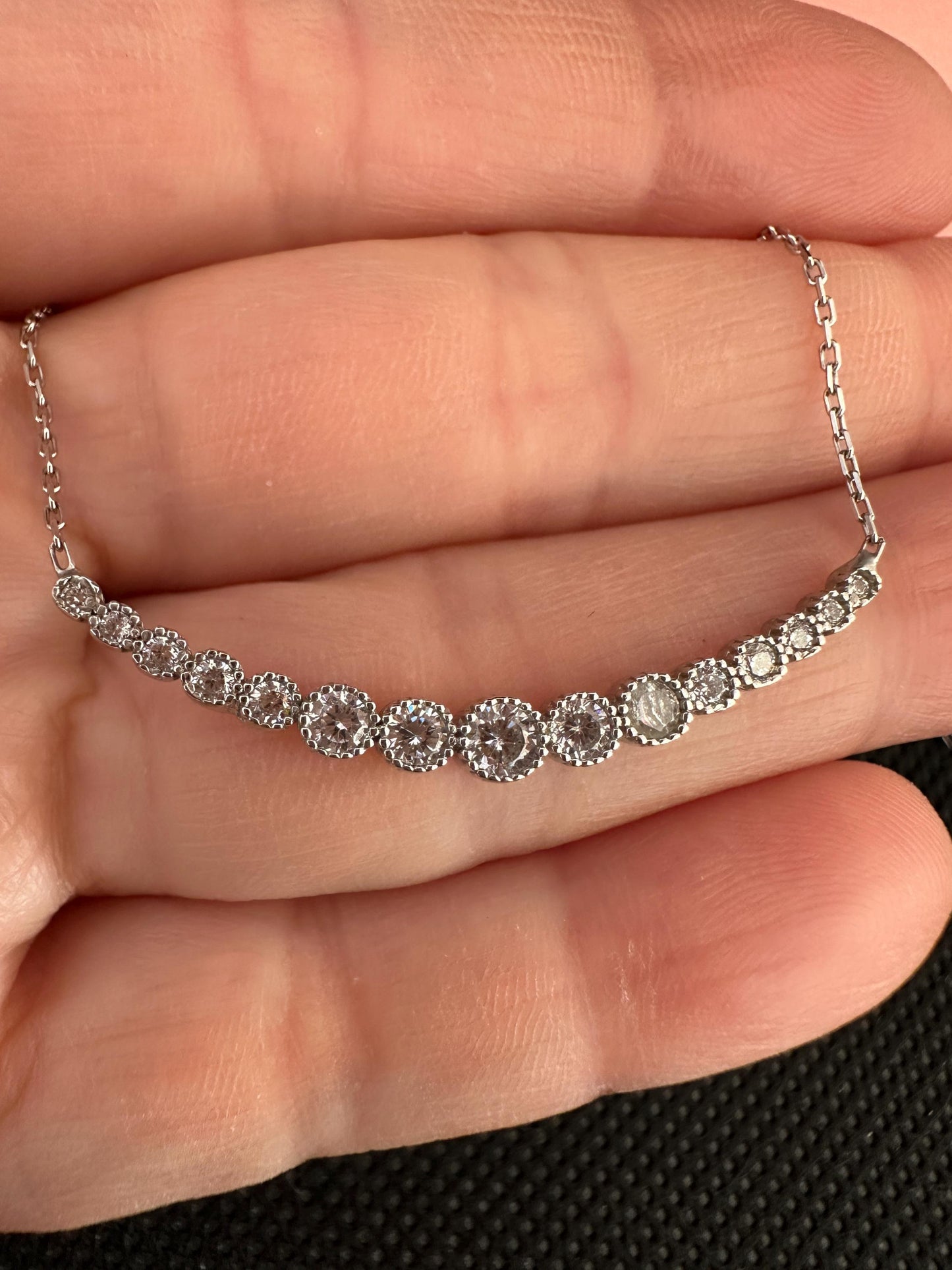 Dainty Zircon Sterling Silver Necklace - Waterway Pendant -Gift For Her