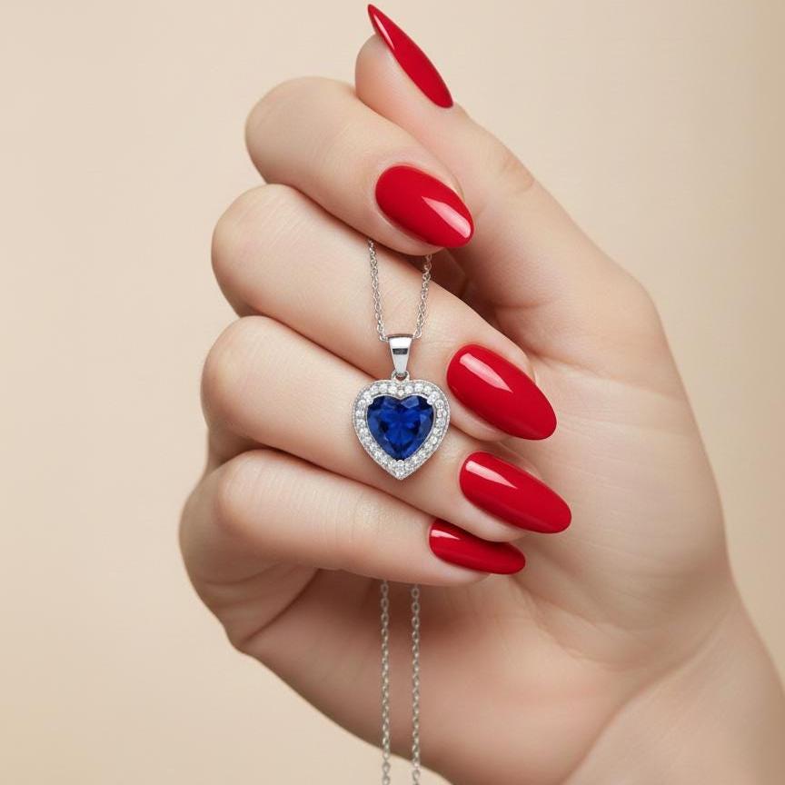 Handcrafted Sapphire Heart Necklace - Symbol of Love and Birthstone Brilliance