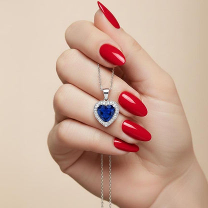 Handcrafted Sapphire Heart Necklace - Symbol of Love and Birthstone Brilliance