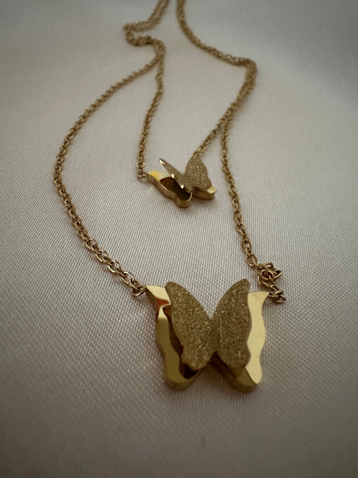 Gold Butterfly Necklace: 18K Steel Pendant, Anti-Tarnish