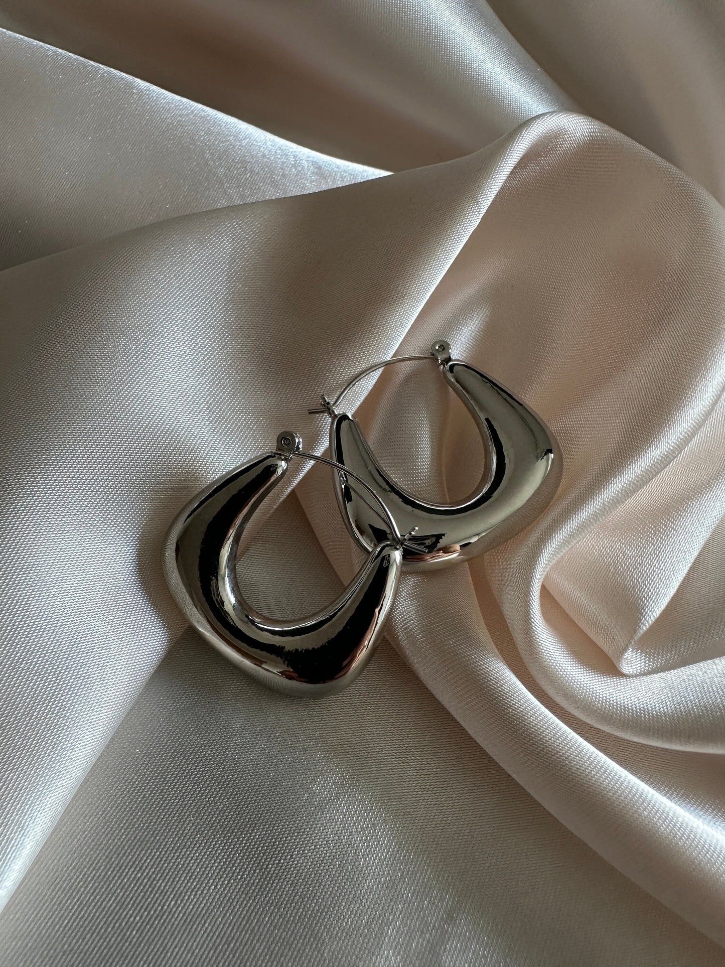 Silver Thick Hoop Earrings: Upcycled Brass, 2.5cm