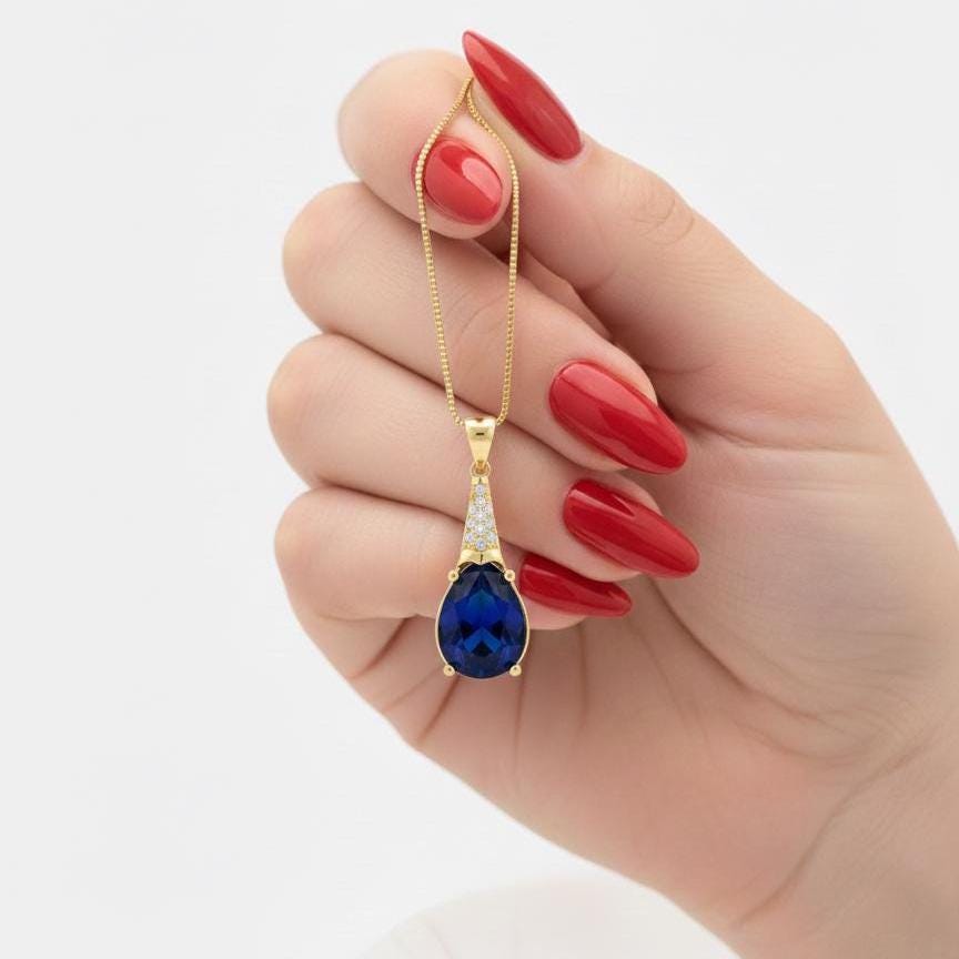 Sapphire Gold Vermeil Necklace - September Birthstone Jewelry