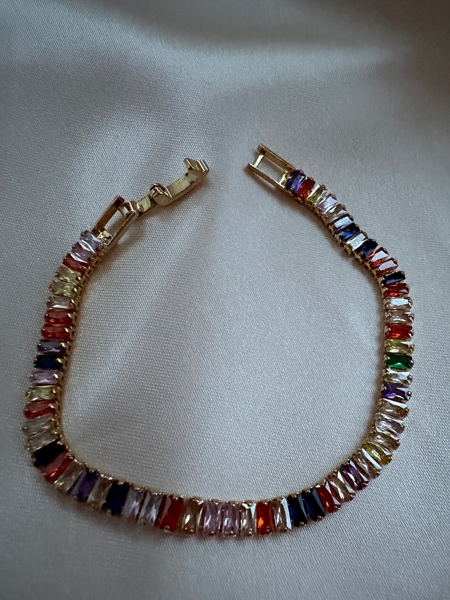 Gold Rainbow Zircon Tennis Bracelet - 18Ct PVD Plated