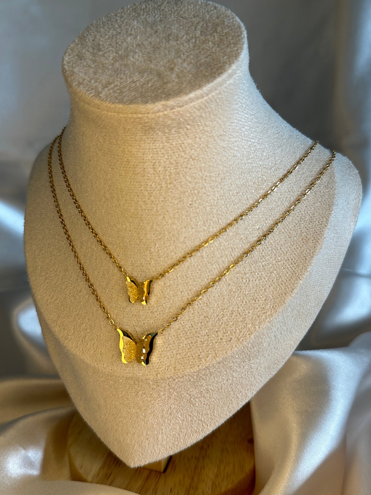 Gold Butterfly Necklace: 18K Steel Pendant, Anti-Tarnish